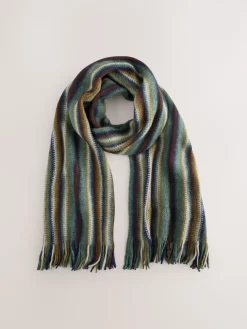 Sale Next Vert/Bleu - Écharpe en maille à rayures