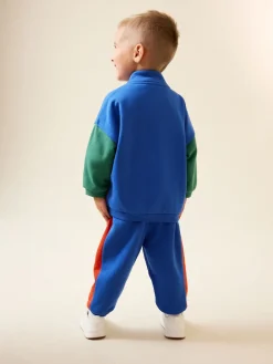 Discount Next Vert/Bleu color block - Ensemble sweat et Joggings zippé à Col cheminée (3mois-7ans)