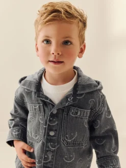 Best Next Visage gris - Surchemise à capuche en jean (3mois7ans)